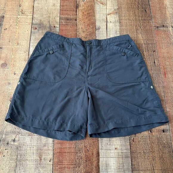 Tsunami women's cuffed lightweight cargo high rise shorts in charcoal gray -12 - Picture 1 of 9